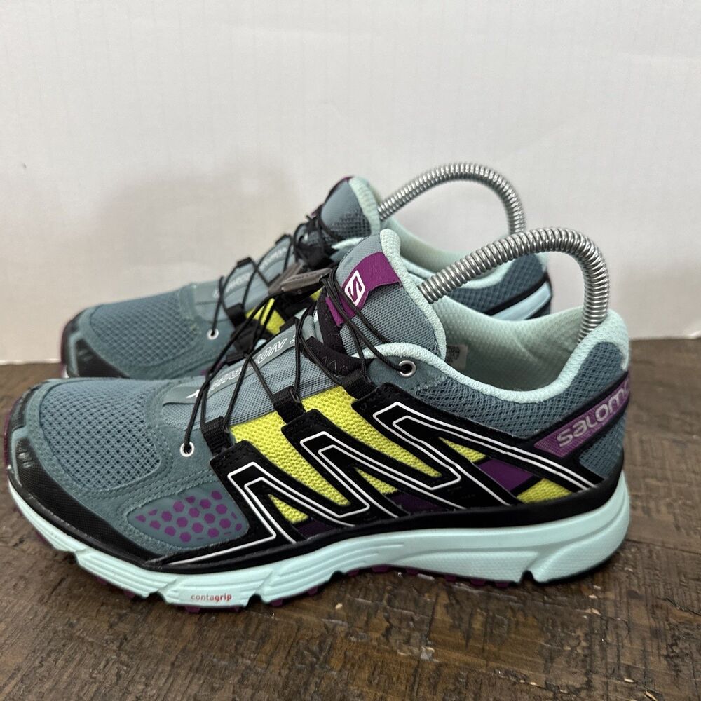 Salomon X Mission 3 Trail Running Shoes Blue Black Yellow Womens Size 7.5 Hiking